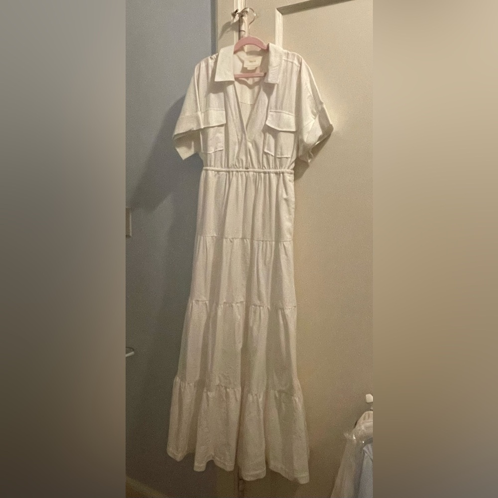 White Short Sleeve dress- xxs-petite